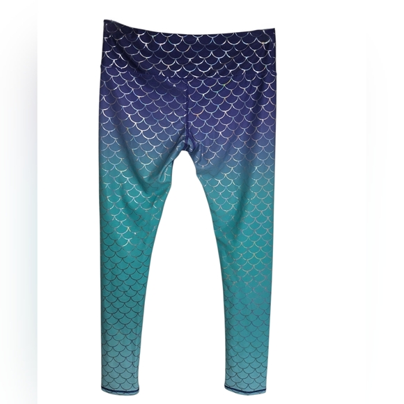 Disney Ariel Little Mermaid Purple & Teal Ombre Mermaid Metallic Leggings Size M - Picture 3 of 6